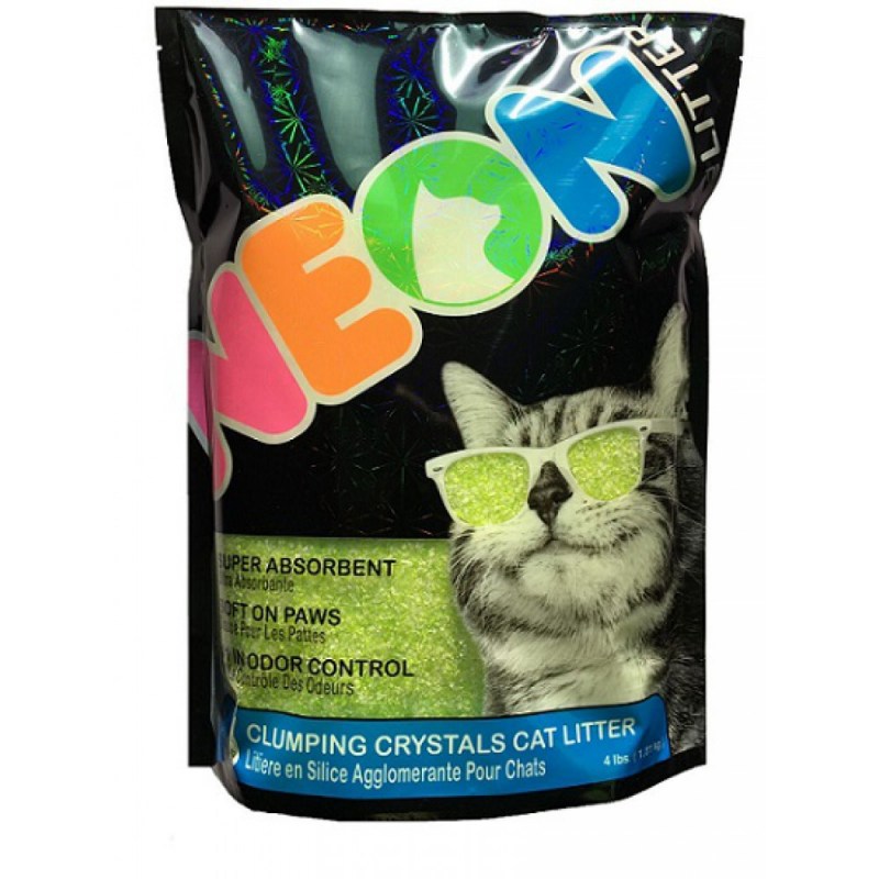 Neon Litter наполнитель силикагель, комкующийся, зеленый 1,8 кг