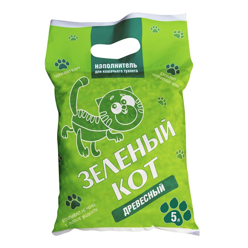 Наполнитель древесный Биостандарт зеленый кот