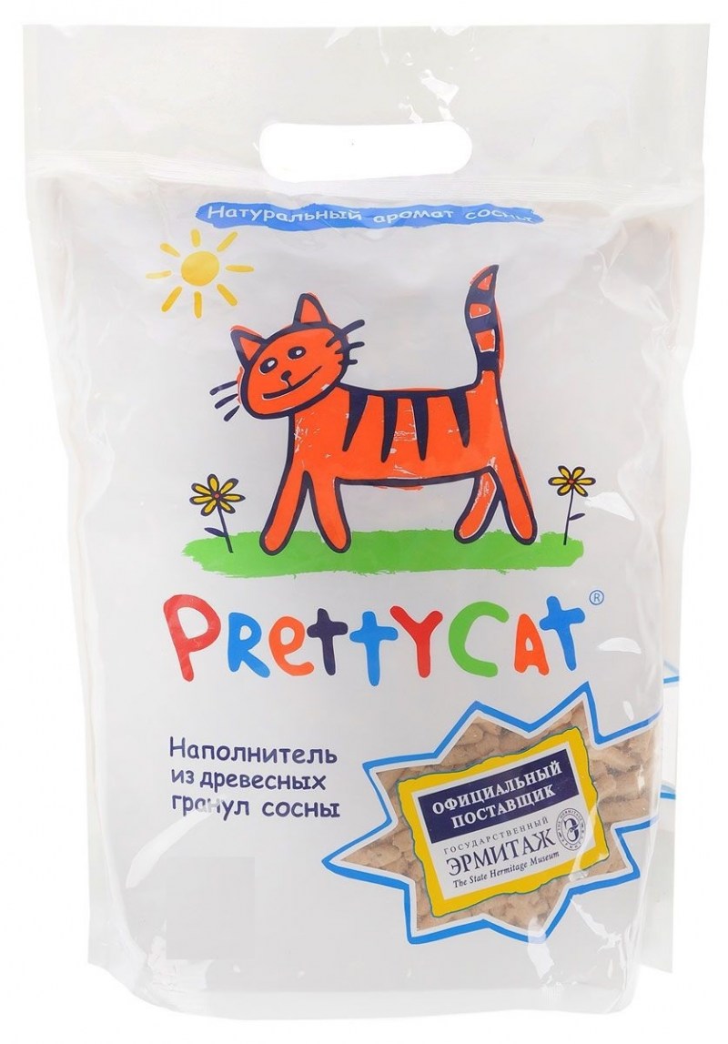PRETTYCAT наполнитель древесный для кошачьих туалетов "Wood granules" 2 кг ( 6 л)