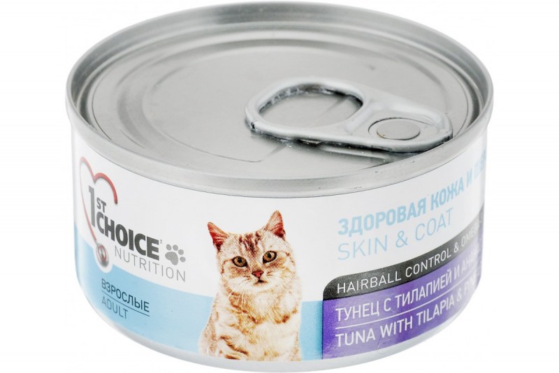 1st choice консервы для кошек, тунец с тилапией и ананасом 85г