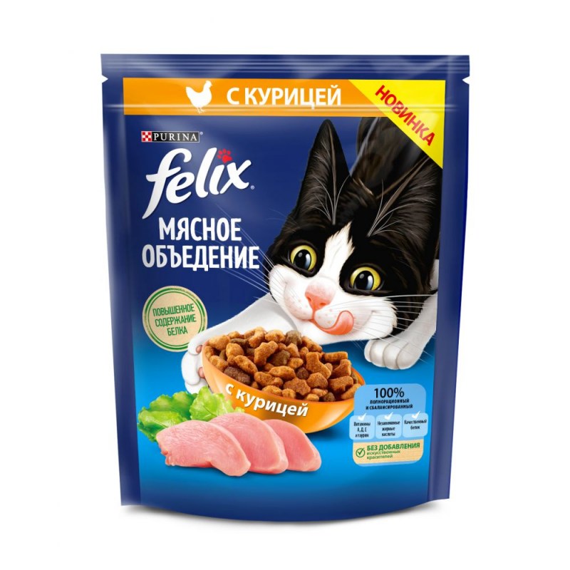 Феликс сухой корм для кошек 1.5 кг с птицей