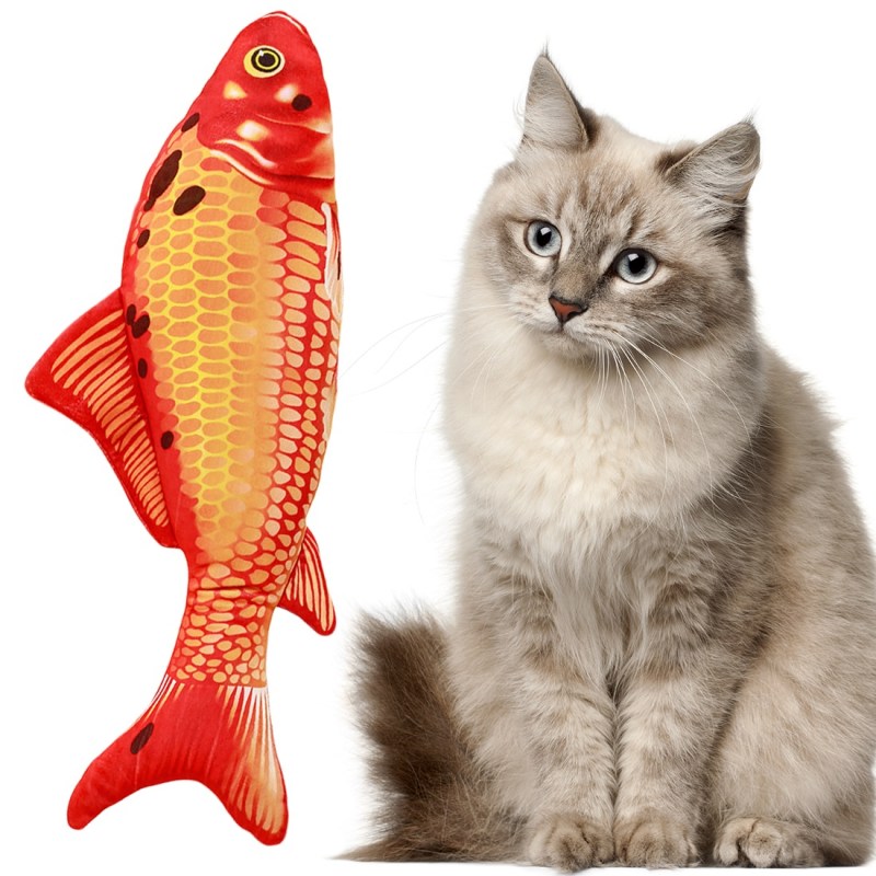 Котенок с рыбкой игрушка