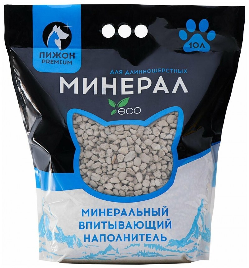 Впитывающий наполнитель пижон минеральный для короткошерстных кошек 15 л