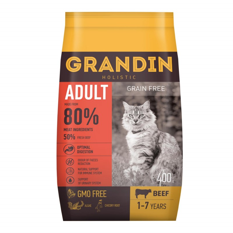 Корм для кошек Grandin беззерновой, с говядиной 400 г