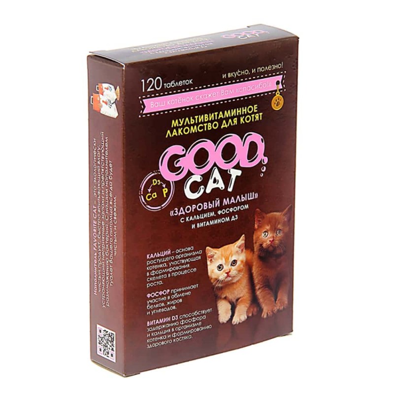 Мультивитаминное лакомство good Cat здоровый малыш для котят, 120таб