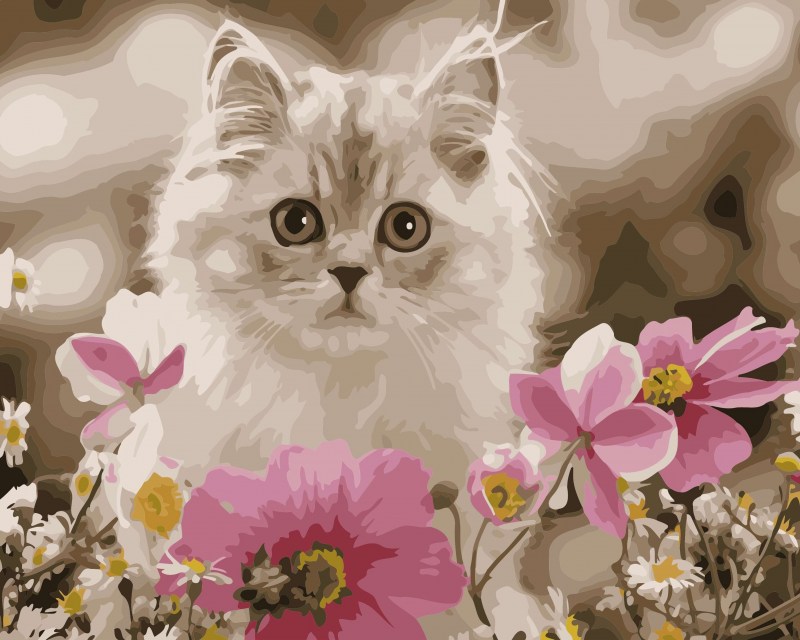 Котики в цветах
