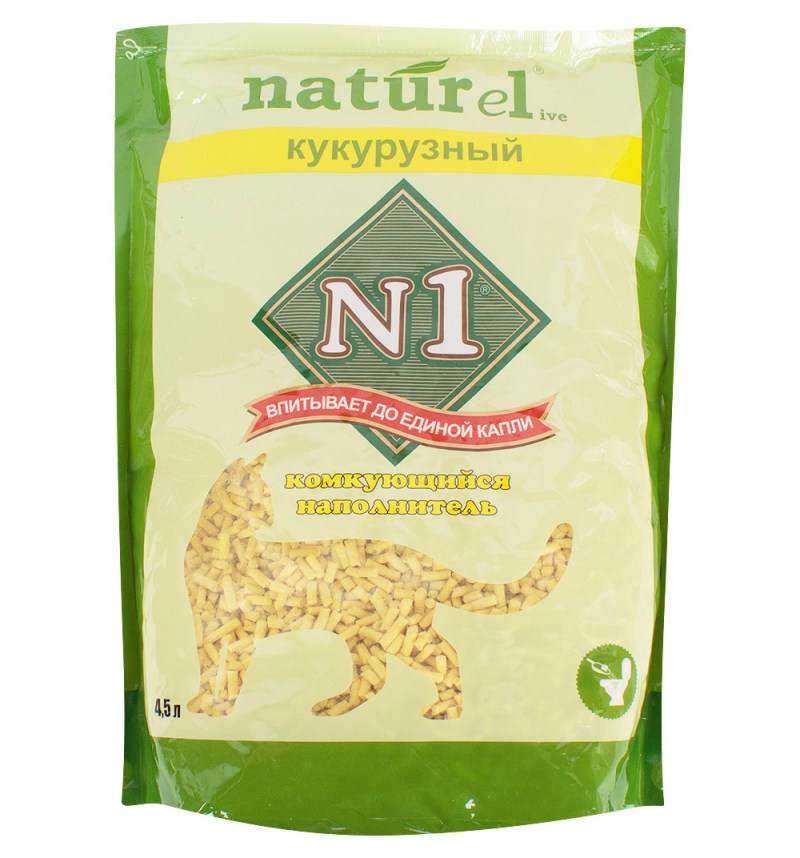 Комкующийся наполнитель n1 naturel кукурузный 4.5 л