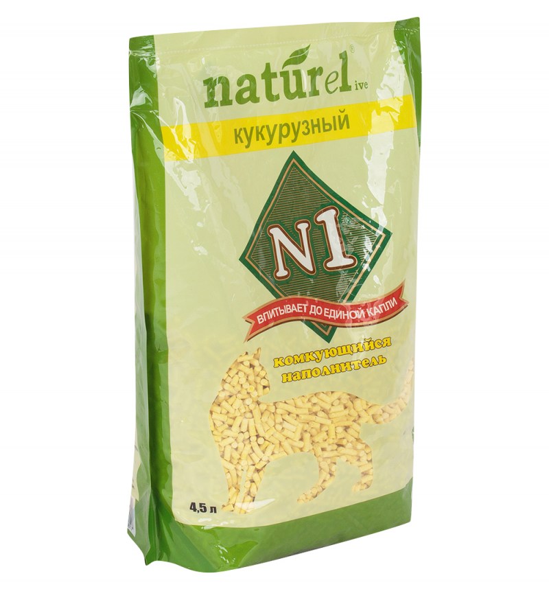 №1 naturel кукурузный наполнитель комкующийся 4,5л