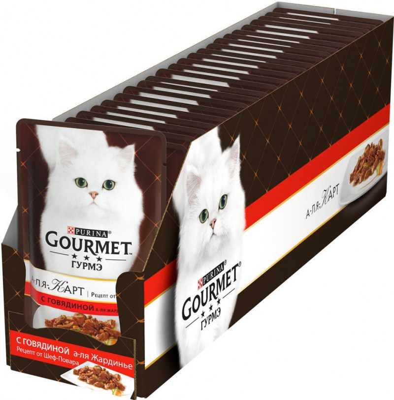 Корм для кошек Gourmet Перл соус де-Люкс с говядиной 85 г
