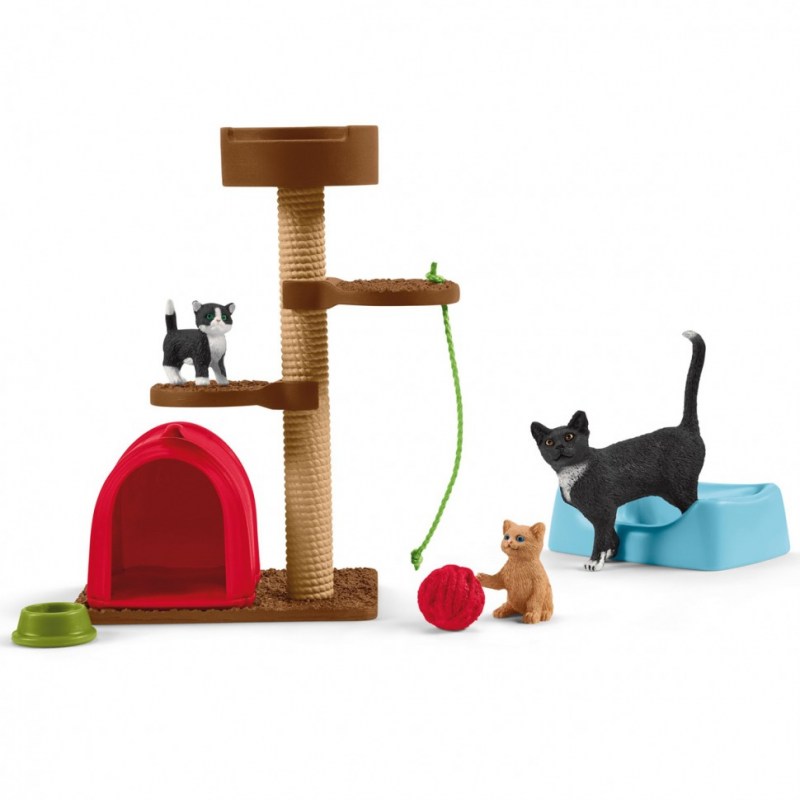 Набор фигурок Schleich игровой комплекс для кошки и котят, 42501