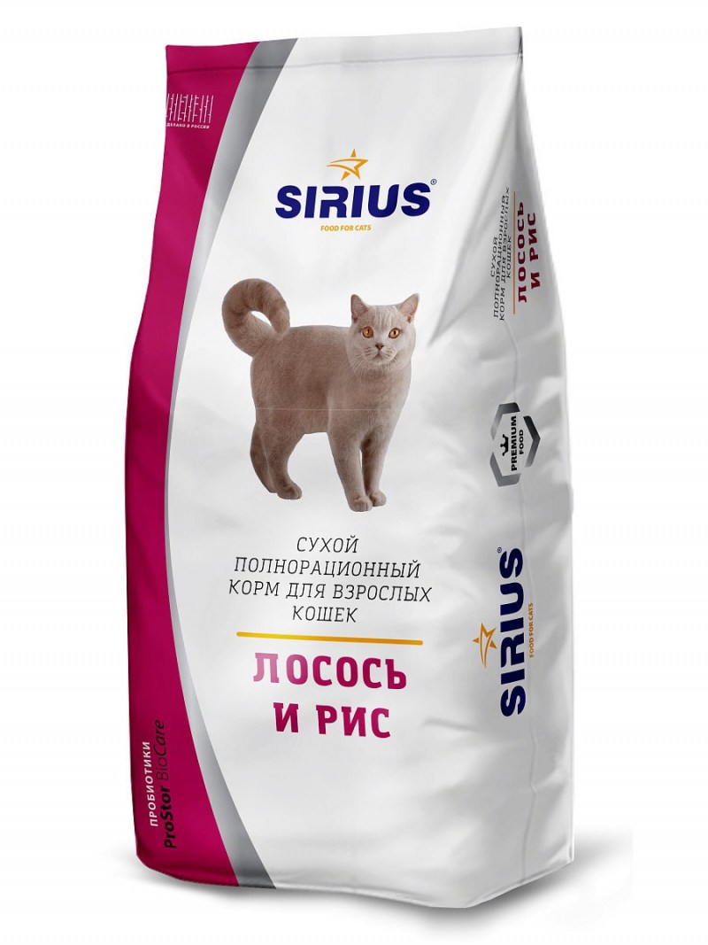 Корм Сириус для кошек с лососем 1.5 кг