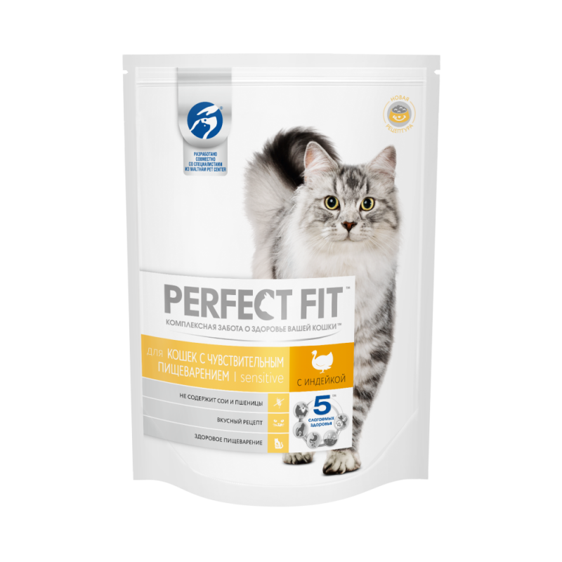 Корм для кошек с чувствительным пищеварением perfect Fit с индейкой, 650г
