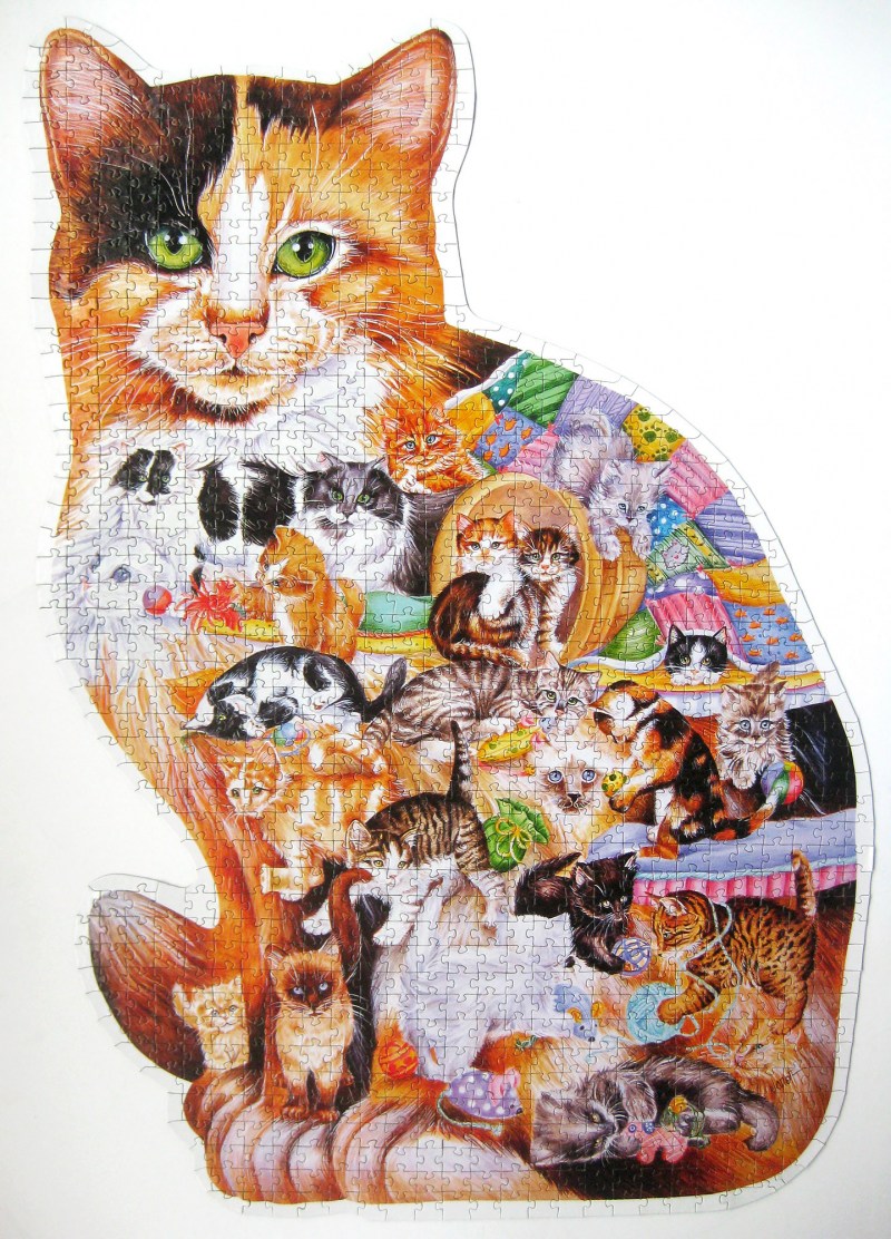 Пазл кошка с котятами