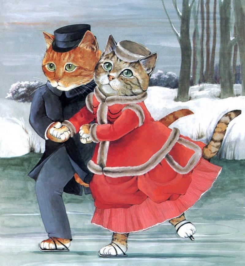 Картина коты на коньках