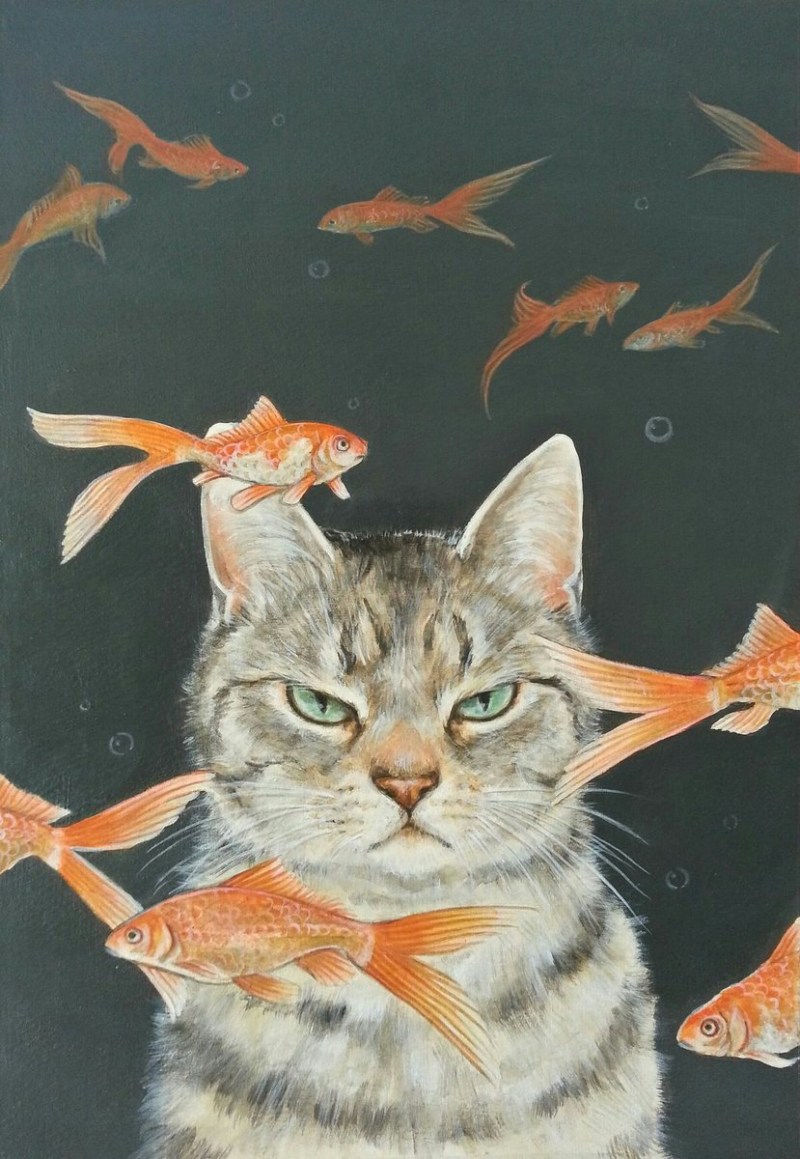 Котик с рыбкой