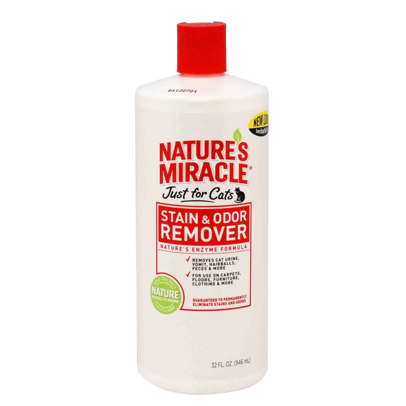 Спрей 8 in 1 nature`s Miracle уничтожитель пятен и запахов от кошек Stain & Odor Remover, 946 мл