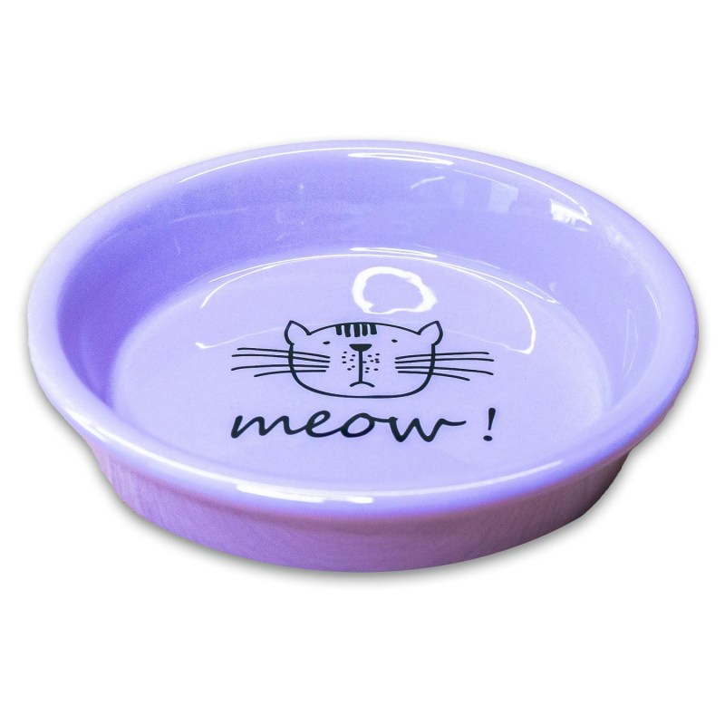 КЕРАМИКАРТ миска керамическая для кошек Meow! 200 Мл, сиреневая