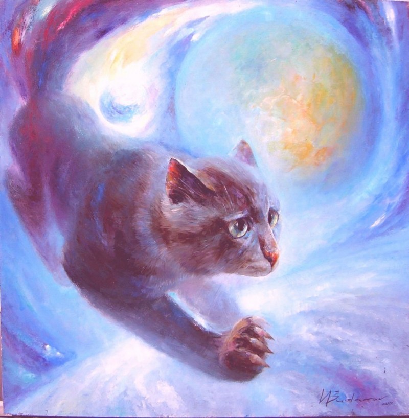 Лунный кот живопись