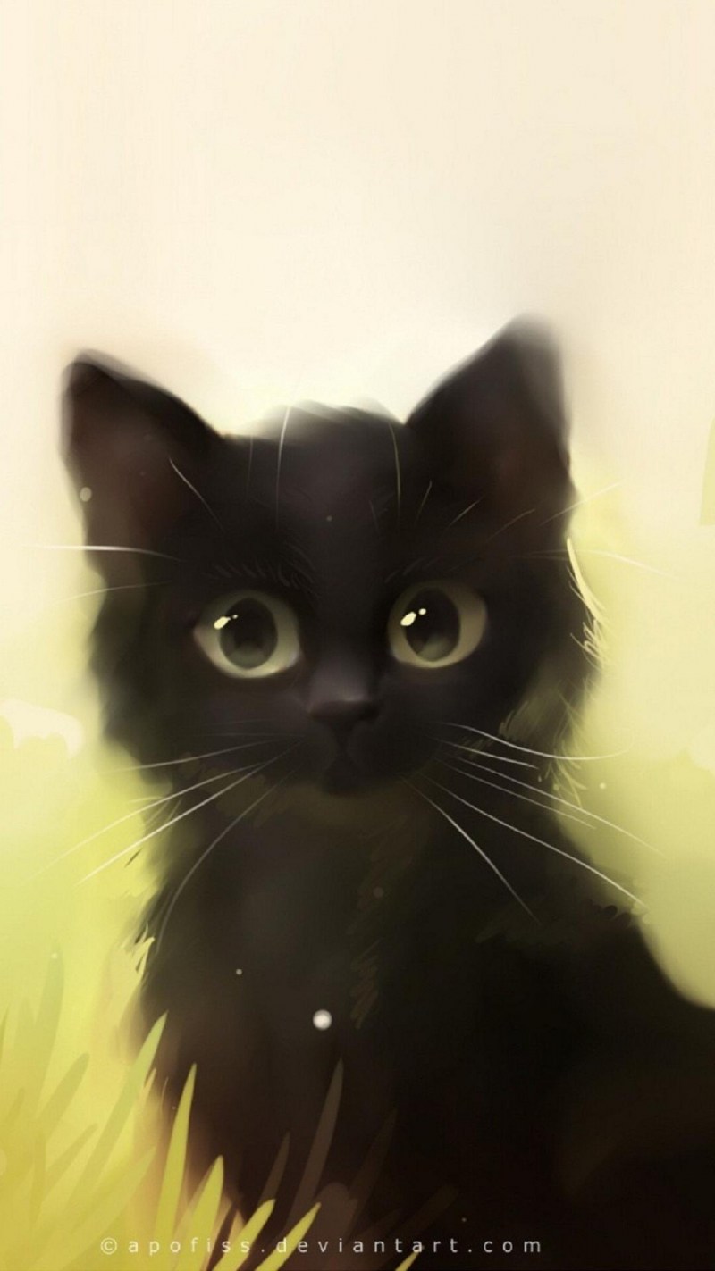 Чёрный кот арт