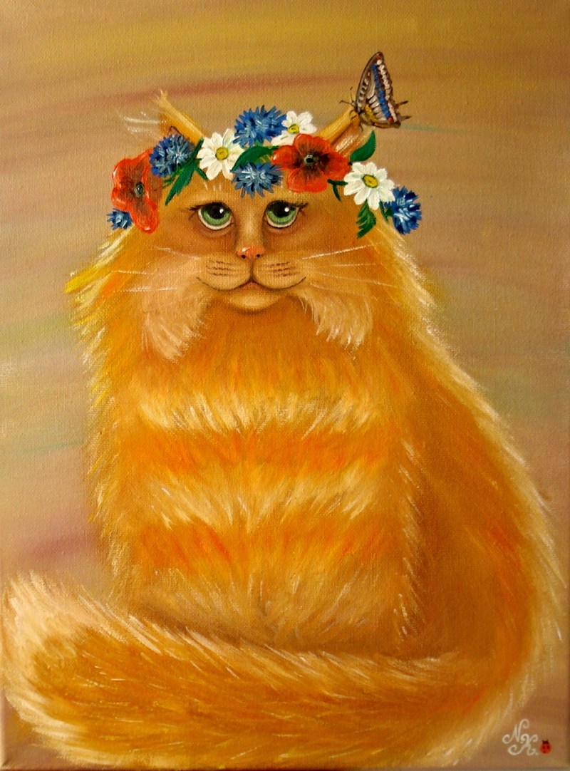 Теплые коты арт