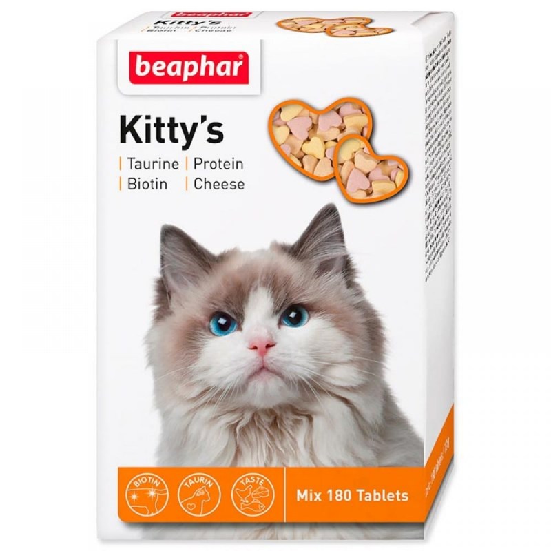 Беафар витамины Киттис таурин+биотин для кошек (сердечки) 180 таб.