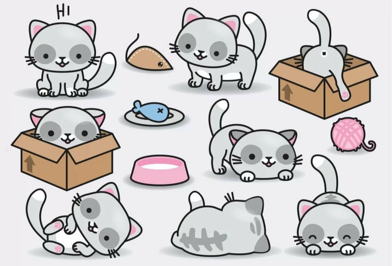 Картинки котиков милых и няшных для срисовки