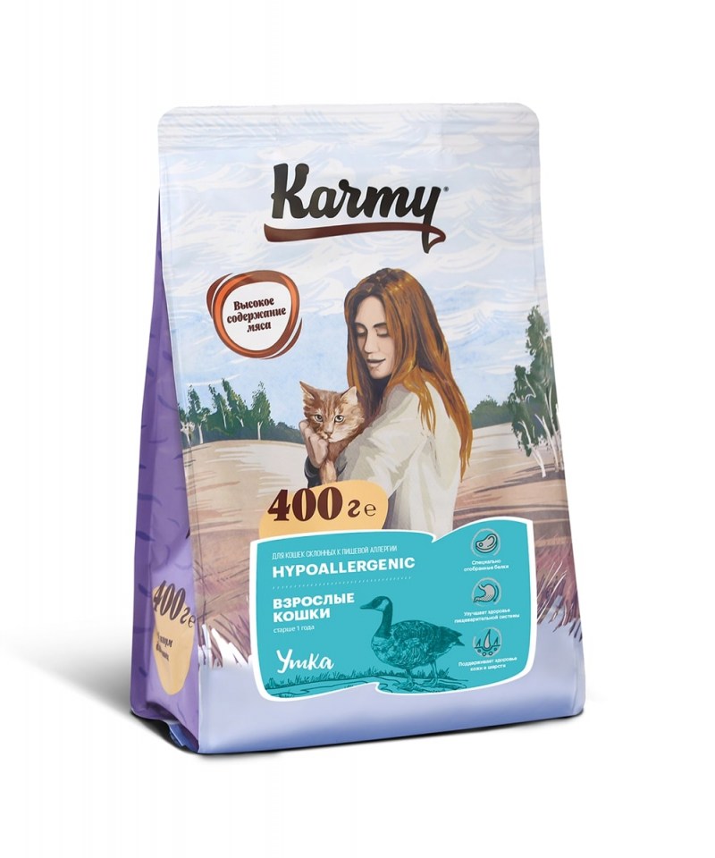 Корм для кошек karmy с уткой 1.5 кг
