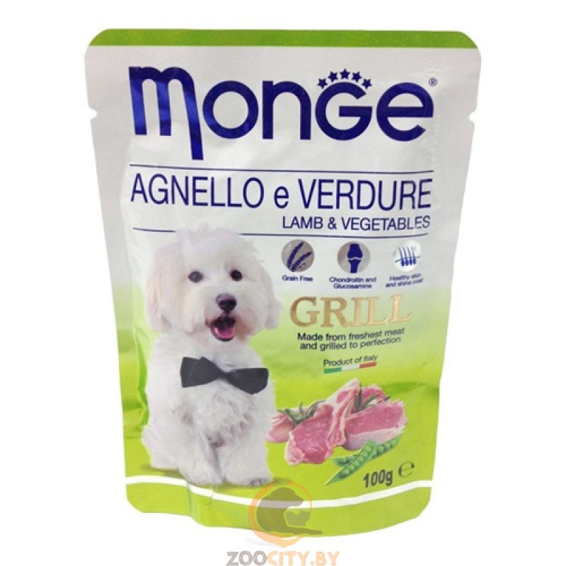 Monge Dog Grill Pouch паучи для собак ягненок с овощами 100г