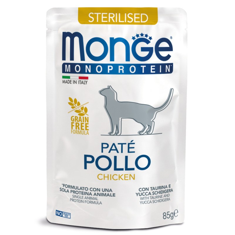 Monge Cat Monoprotein Pouch паучи для стерилизованных кошек курица 85г