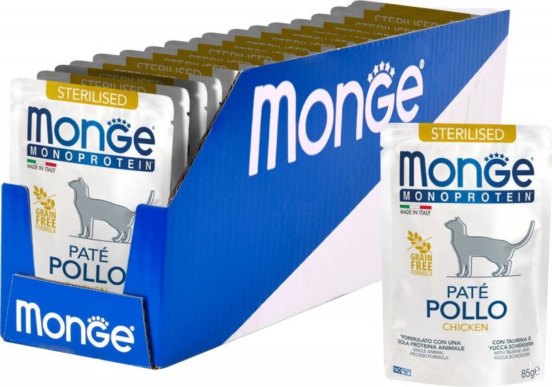 Корм влажный Monge Cat Monoprotein Pouch, паучи для кошек, утка, 85 г