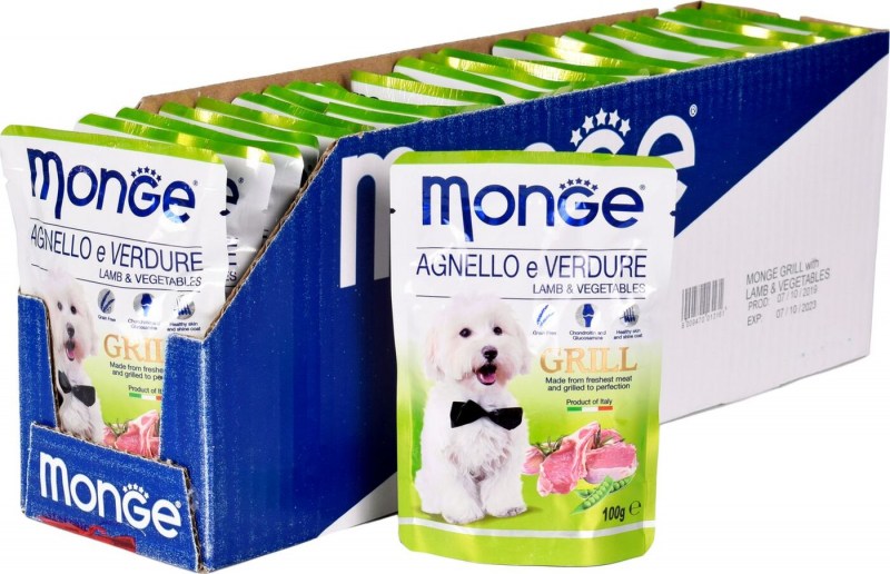 Monge Dog Grill Pouch паучи для собак ягненок с овощами 100г