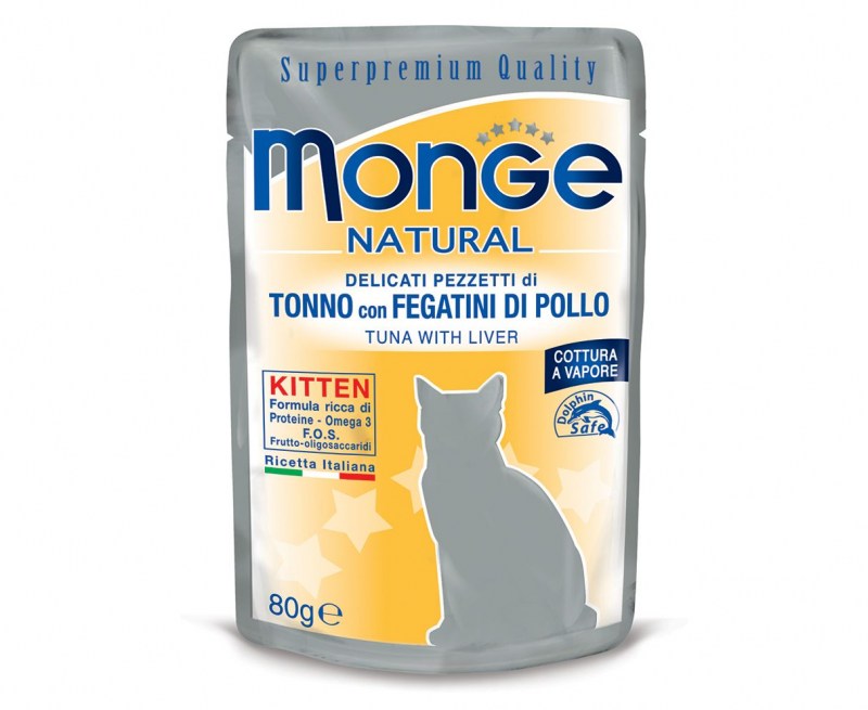 Monge Cat natural консервы для кошек морепродукты с курицей 80г
