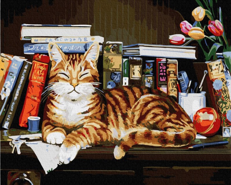 Рыжий котенок лежит