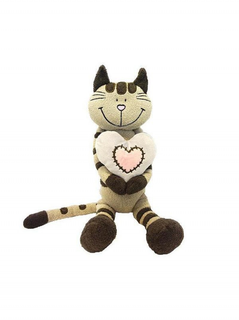 Кот полосатик с сердцем, 33 см