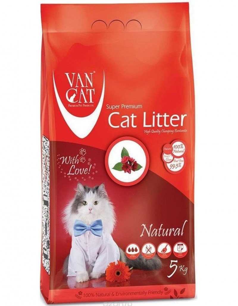 Van Cat комкующийся наполнитель "100% натуральный", без пыли