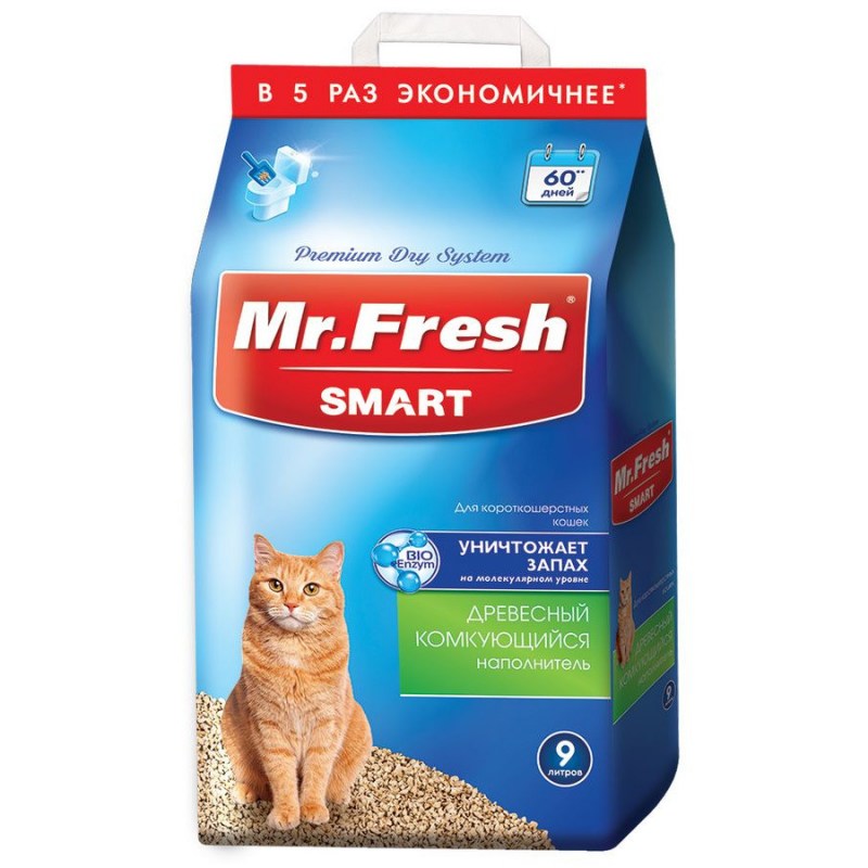 Mr.Fresh Smart древесный комкующийся наполнитель