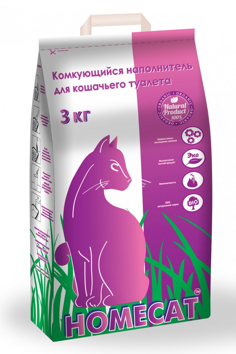 Комкующийся наполнитель Homecat 3 кг
