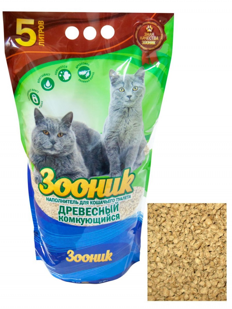 Зооник комкующийся наполнитель древесный