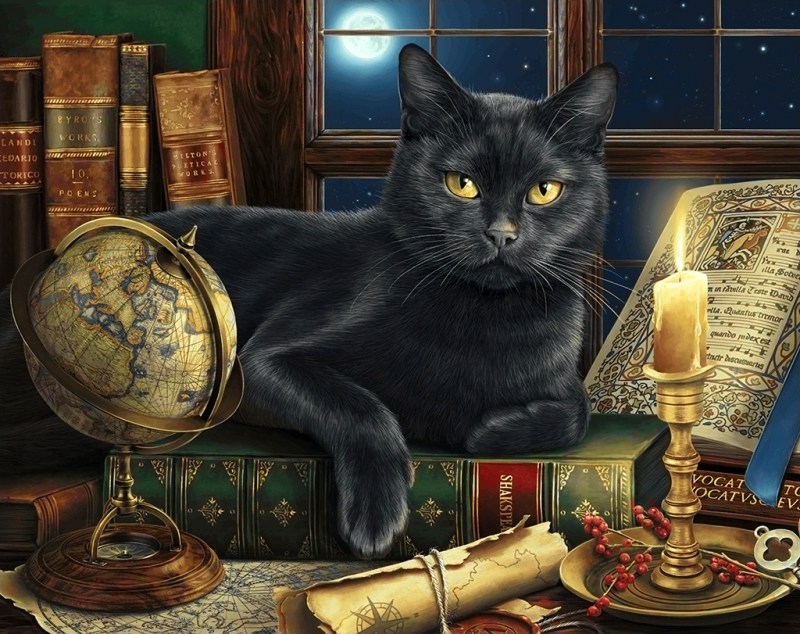 Алмазная мозаика кот ученый