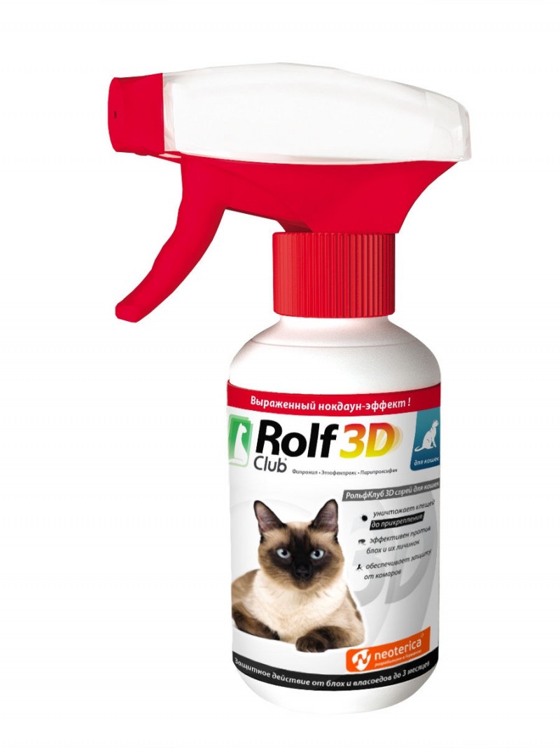 ROLFСLUB 3d спрей от клещей и блох для собак 200 мл