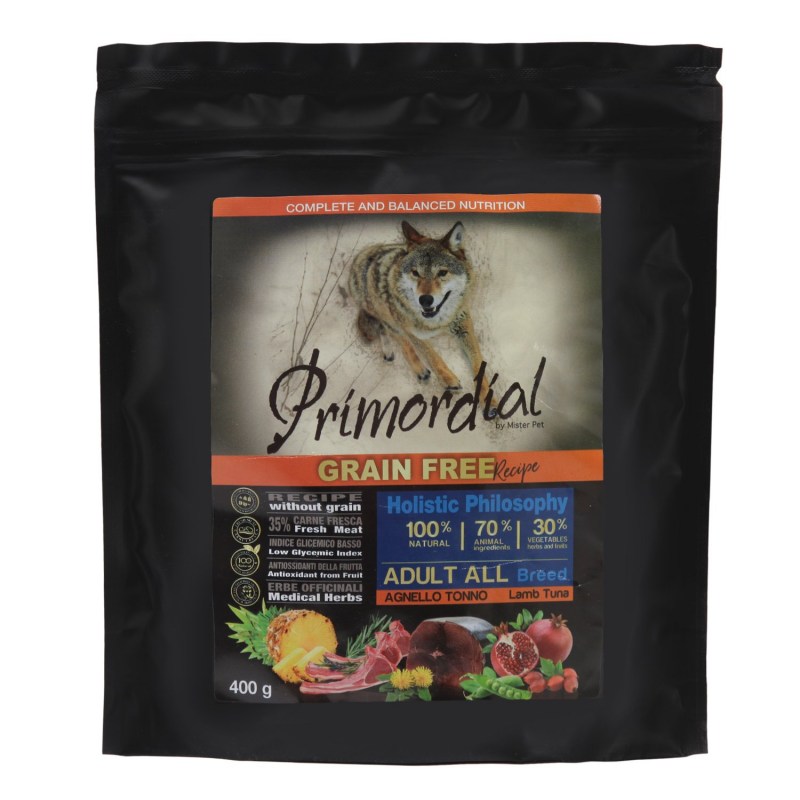 Корм Primordial для собак, беззерновой, буйвол/скумбрия 400г