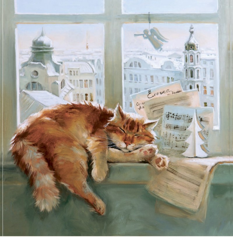 Кот лежит на подоконнике
