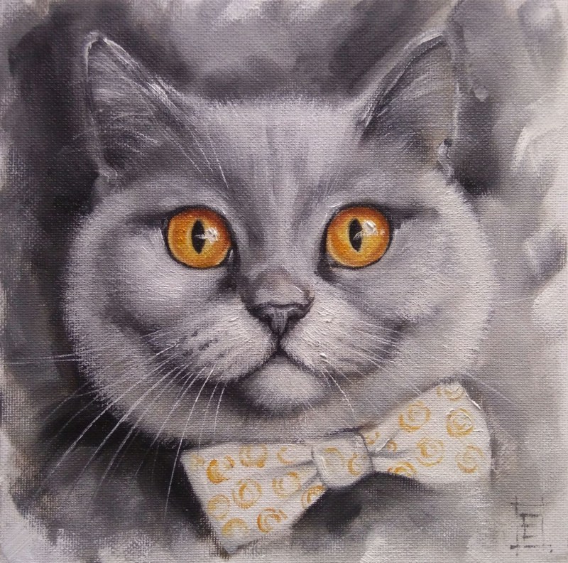 Кошка пастелью