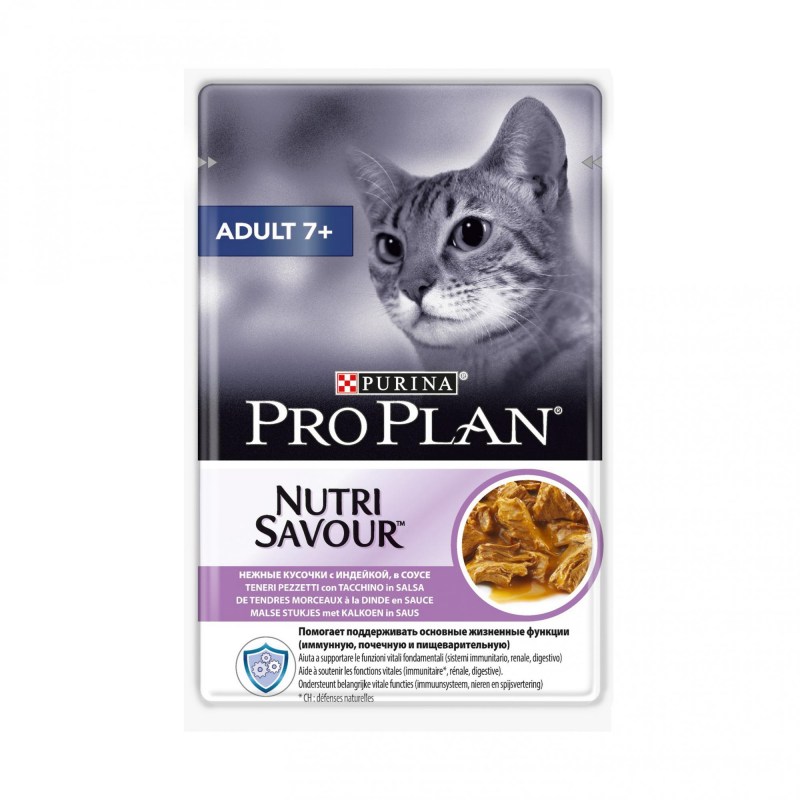 Влажный корм для взрослых кошек Purina Pro Plan Adult, индейка, пауч, 85 г