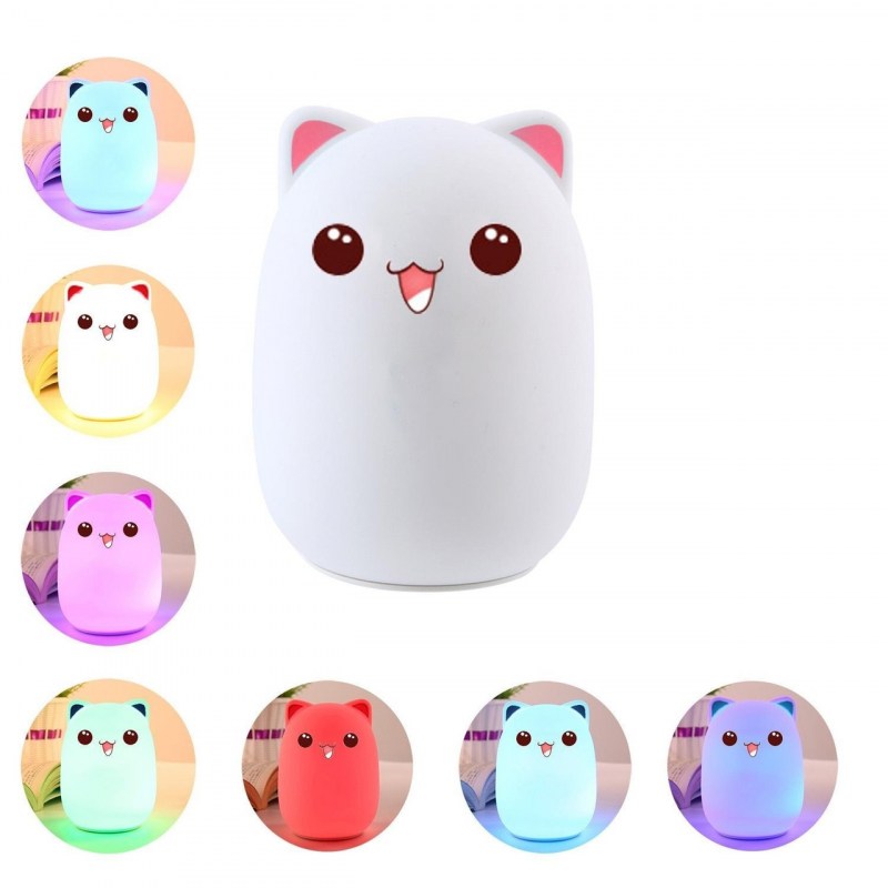 Лампа-ночник little Cat румяшки Silicone (Pink)