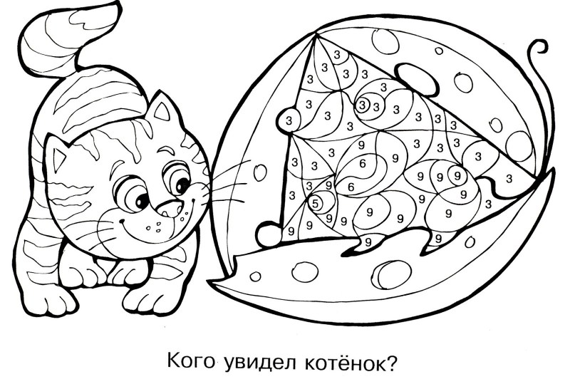 Раскраска по цифрам кошка