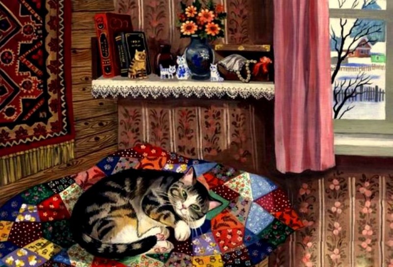Печка с кошкой