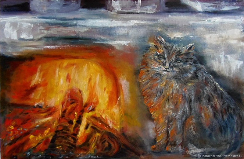 Печка с кошкой