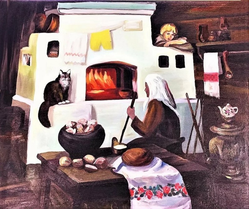 Коты у камина