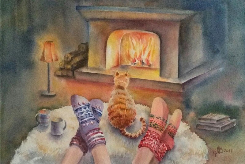 Коты на печке